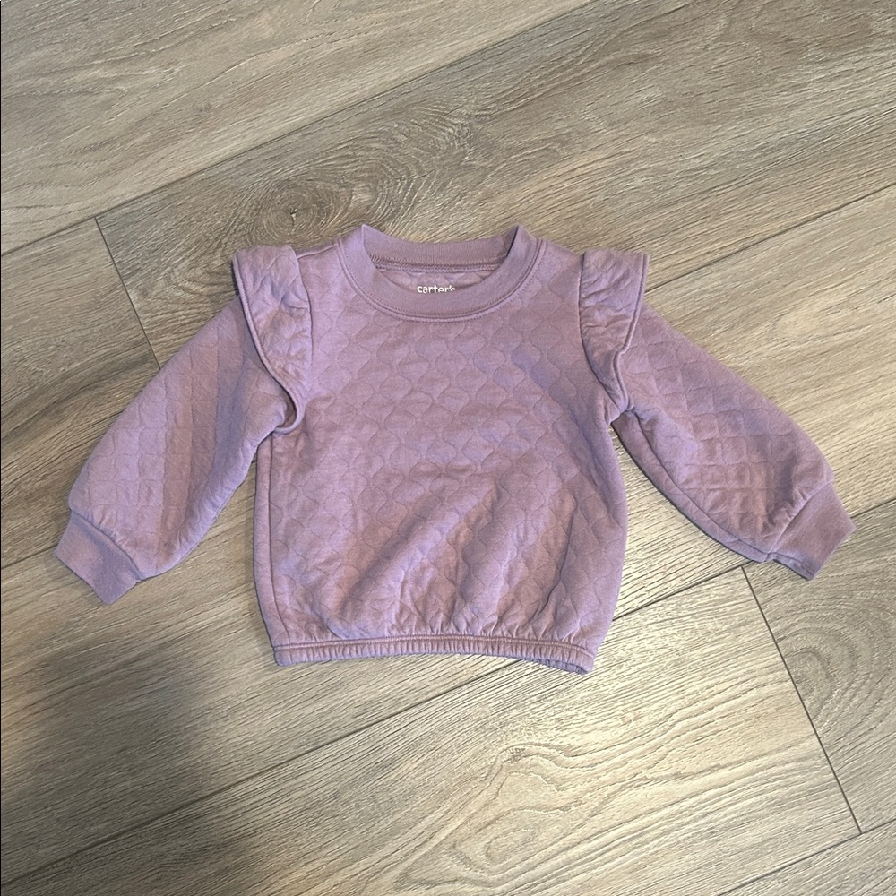 Carter's Lavender Quilted Ruffle-Shoulder Sweatshirt